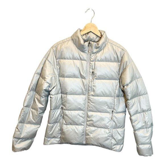 Eddie Bauer Women’s Down Packable Puffer Jacket Large Silver 650 Water Repellent - Picture 3 of 11